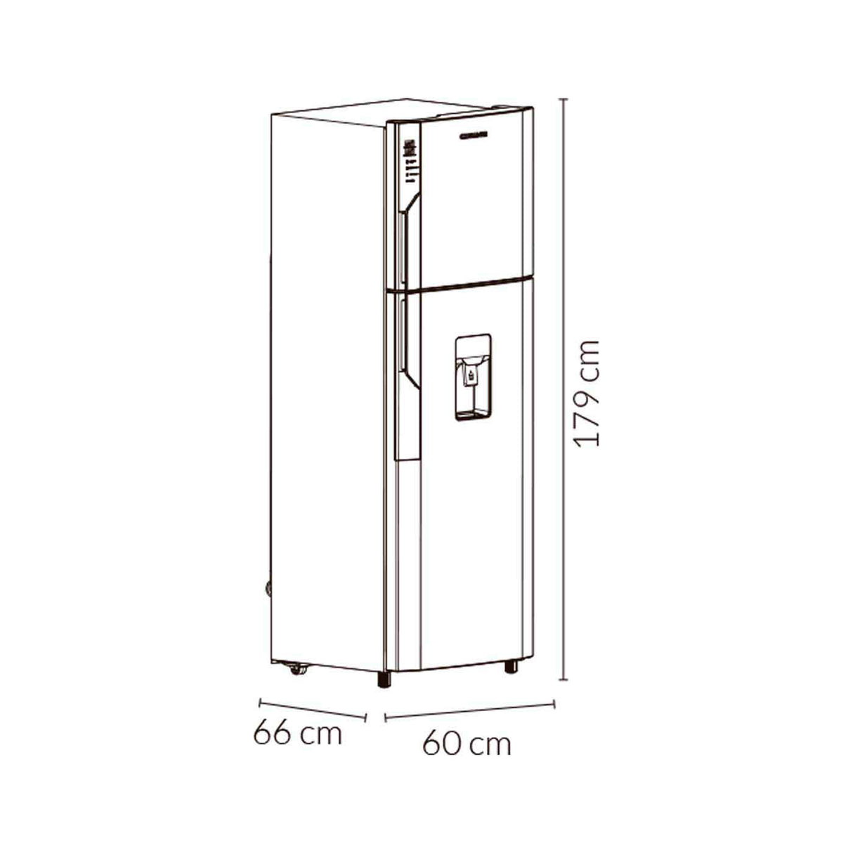 Nevera Challenger Lumina Gris Oscuro 60x179cm No Frost De 317 Litros con Dispensador de Agua - NEVERAS | Bylmo