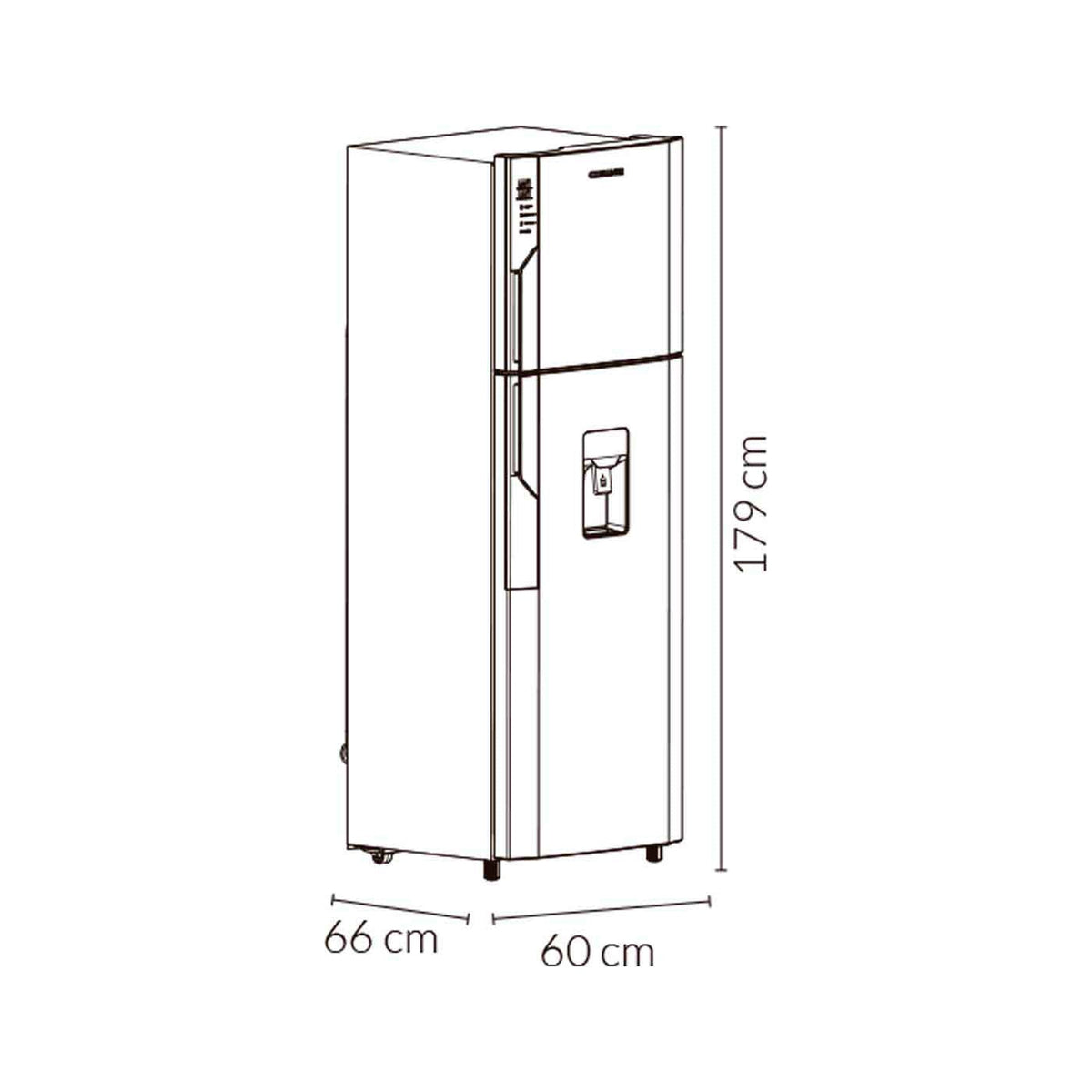Nevera Challenger Lumina Gris Oscuro 60x179cm No Frost De 317 Litros con Dispensador de Agua