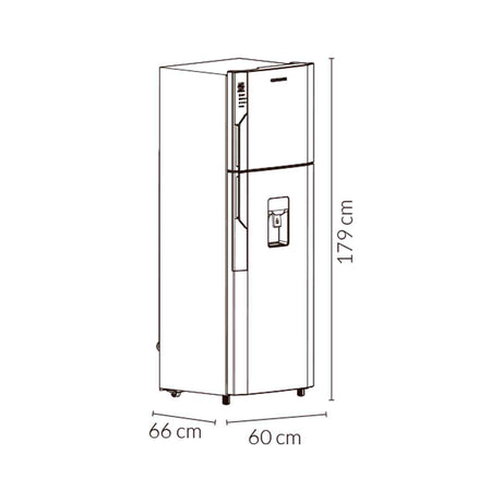 Nevera Challenger Lumina Gris Oscuro 60x179cm No Frost De 317 Litros con Dispensador de Agua