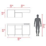 Cocina Quebec Wengue y Milan 180x180cm con Meson de Acero Inoxidable Izquierdo y con Estufa - COCINAS | Bylmo