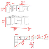 Cocina Esquinera Barnwell Blanco y Nogal 210x62cm sin Mesón y sin Estufa - COCINAS | Bylmo
