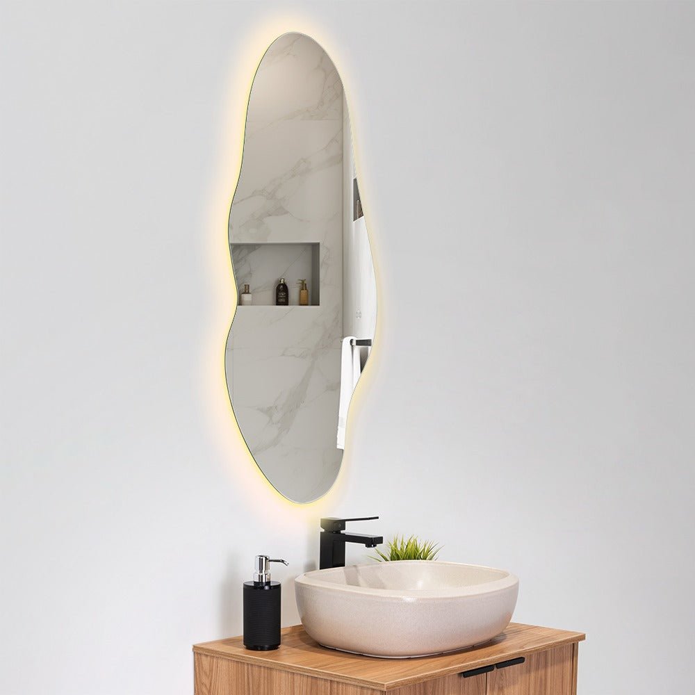 Espejo Led Praga Gris 50x1.9cm Asimetrico - ESPEJOS DE BANHO | Bylmo