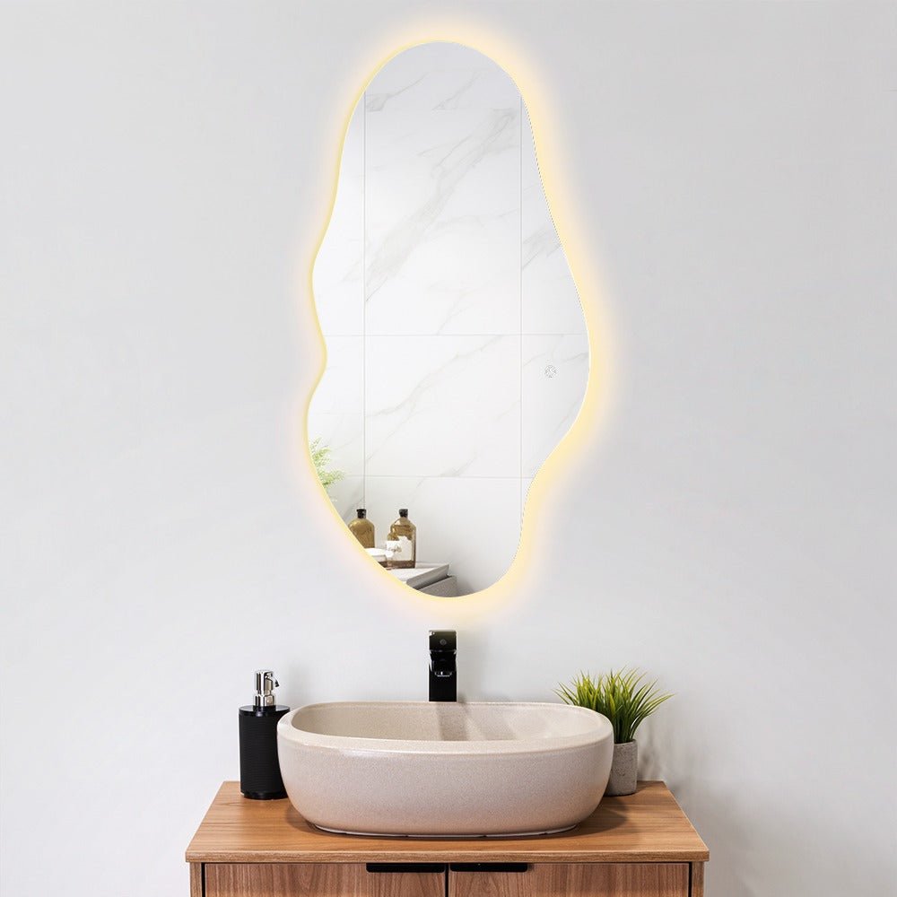 Espejo Led Praga Gris 50x1.9cm Asimetrico - ESPEJOS DE BANHO | Bylmo