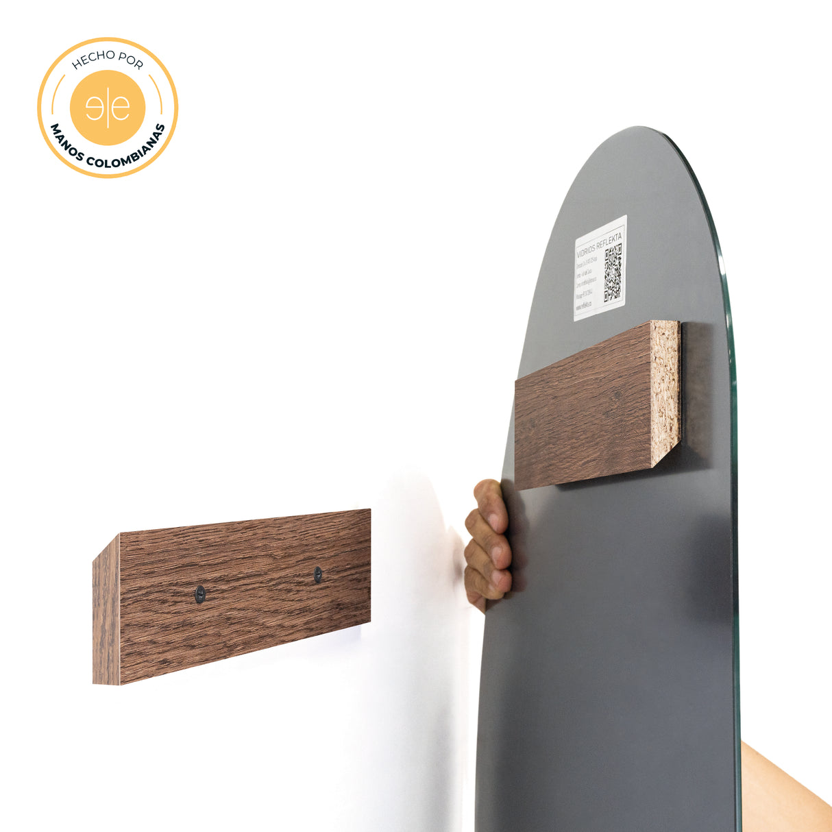 Espejo de Baño Eli Wengue 60x1.9cm Redondo con Marco En Madera - ESPEJOS DE BANHO | Bylmo