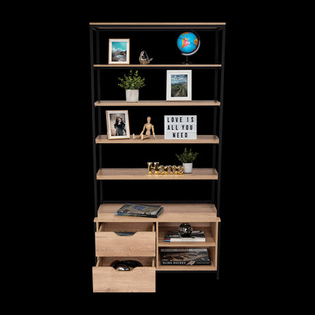 Estantería Wolfe Macadamia 100x205.2cm Rectangular con Nueve Compartimientos - BIBLIOTECAS Y ESTANTERIAS | Bylmo