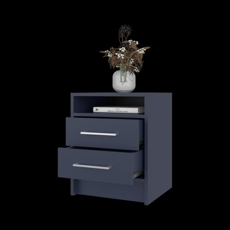 Mesa de Noche Eter Azul 40x50.7cm con Dos Cajones y un Entrepaño - MESAS DE NOCHE | Bylmo