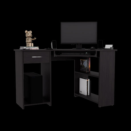 Escritorio Jasper Wengue 120x75cm con Un Cajón y con Organizador de Libros - ESCRITORIOS | Bylmo