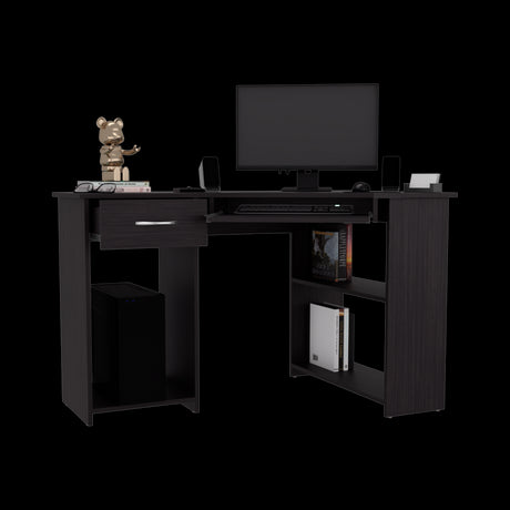 Escritorio Jasper Wengue 120x75cm con Un Cajón y con Organizador de Libros - ESCRITORIOS | Bylmo