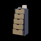 Cómoda Basilea Azul y Fresno 45x107.8cm de Cinco Hileras con Cinco Cajones - CAJONERAS Y COMODAS | Bylmo