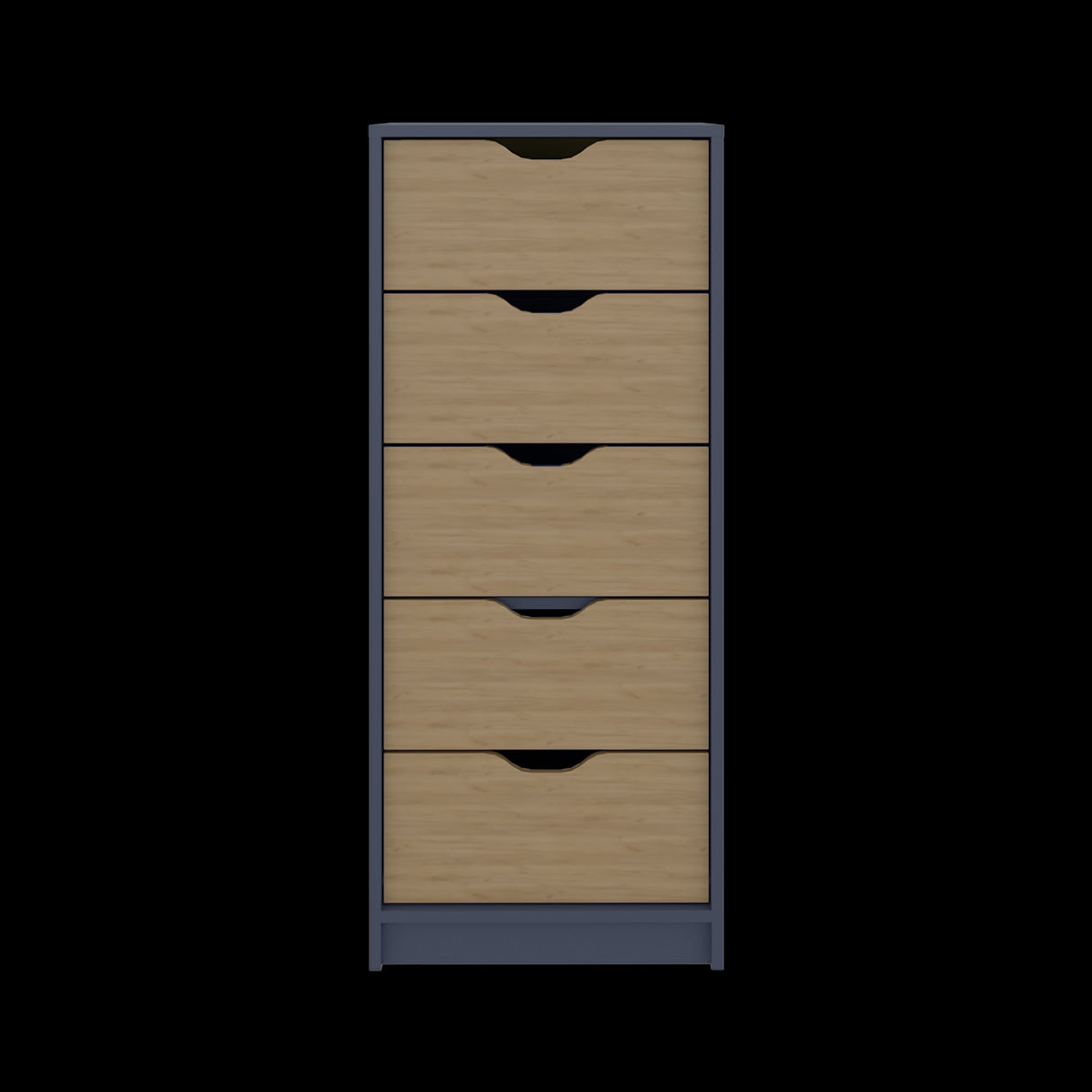 Cómoda Basilea Azul y Fresno 45x107.8cm de Cinco Hileras con Cinco Cajones - CAJONERAS Y COMODAS | Bylmo