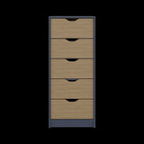 Cómoda Basilea Azul y Fresno 45x107.8cm de Cinco Hileras con Cinco Cajones - CAJONERAS Y COMODAS | Bylmo