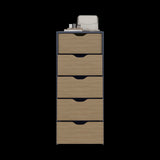 Cómoda Basilea Azul y Fresno 45x107.8cm de Cinco Hileras con Cinco Cajones - CAJONERAS Y COMODAS | Bylmo