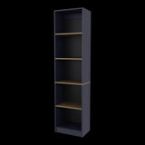 Biblioteca Home Azul y Fresno 45x180.6cm Rectangular con Cuatro Entrepaños y con Cinco Compartimientos - BIBLIOTECAS Y ESTANTERIAS | Bylmo