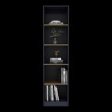 Biblioteca Home Azul y Fresno 45x180.6cm Rectangular con Cuatro Entrepaños y con Cinco Compartimientos - BIBLIOTECAS Y ESTANTERIAS | Bylmo