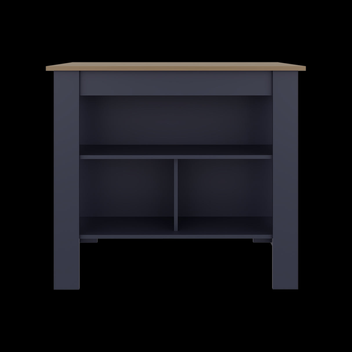Isla de Cocina Cala Azul y Fresno Europeo 101.7x89.6cm con Dos Entrepaños y con Tres Compartimientos - BARRAS Y MUEBLES AUXILIARES | Bylmo