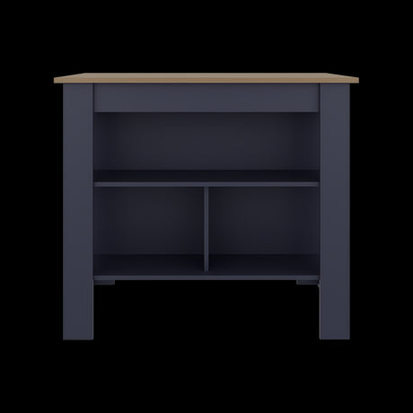 Isla de Cocina Cala Azul y Fresno Europeo 101.7x89.6cm con Dos Entrepaños y con Tres Compartimientos - BARRAS Y MUEBLES AUXILIARES | Bylmo