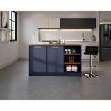 Isla de Cocina Ginger Azul y Fresno Europeo 150x90.6cm con Cuatro Entrepaños y con Siete Compartimientos - BARRAS Y MUEBLES AUXILIARES | Bylmo