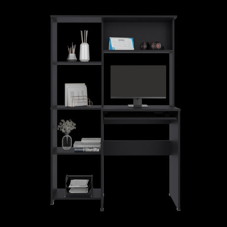 Centro de Computo Alden Eco Wengue 100x150cm con Organizador de Libros y sin Cajones - ESCRITORIOS | Bylmo