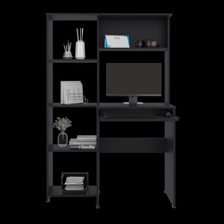 Centro de Computo Alden Eco Wengue 100x150cm con Organizador de Libros y sin Cajones - ESCRITORIOS | Bylmo