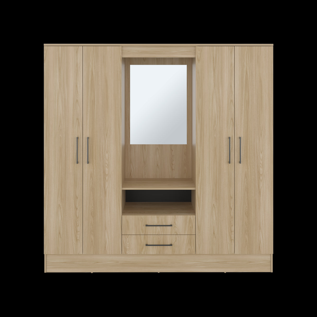 Closet Barmine Fresno Europeo y Wengue 180.2x180.6cm con Dos Cajones con Cuatro Puertas y con Espejo - CLOSETS | Bylmo