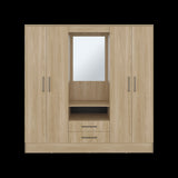 Closet Barmine Fresno Europeo y Wengue 180.2x180.6cm con Dos Cajones con Cuatro Puertas y con Espejo - CLOSETS | Bylmo