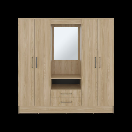 Closet Barmine Fresno Europeo y Wengue 180.2x180.6cm con Dos Cajones con Cuatro Puertas y con Espejo - CLOSETS | Bylmo