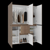 Closet Bea Gales y Blanco 150x200cm con Dos Cajones y con Seis Puertas - CLOSETS | Bylmo