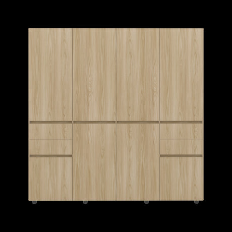 Closet Siruela Fresno Europeo y Blanco 200x200cm con Cuatreo Cajones y con Ocho Puertas - CLOSETS | Bylmo