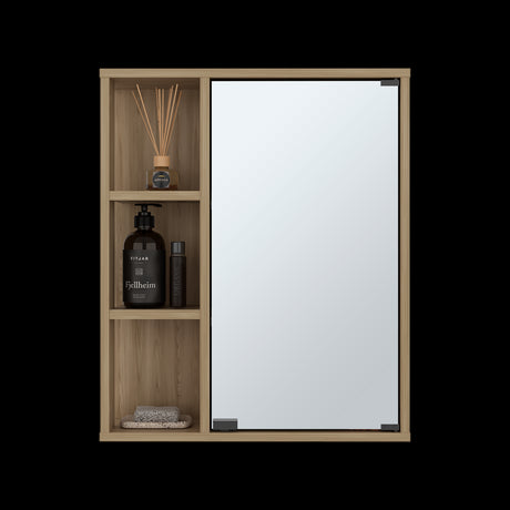 Gabinete de Baño Berkel Fresno 50x60cm con Espejo y con Dos Entrepaños - GABINETES DE BANHO | Bylmo