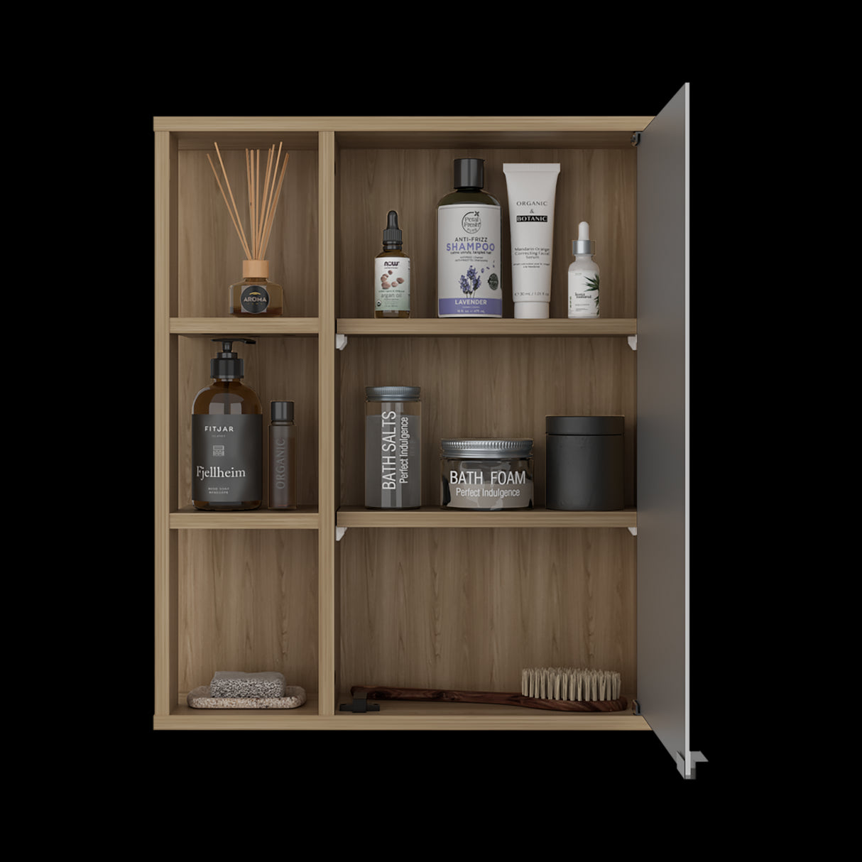 Gabinete de Baño Berkel Fresno 50x60cm con Espejo y con Dos Entrepaños - GABINETES DE BANHO | Bylmo