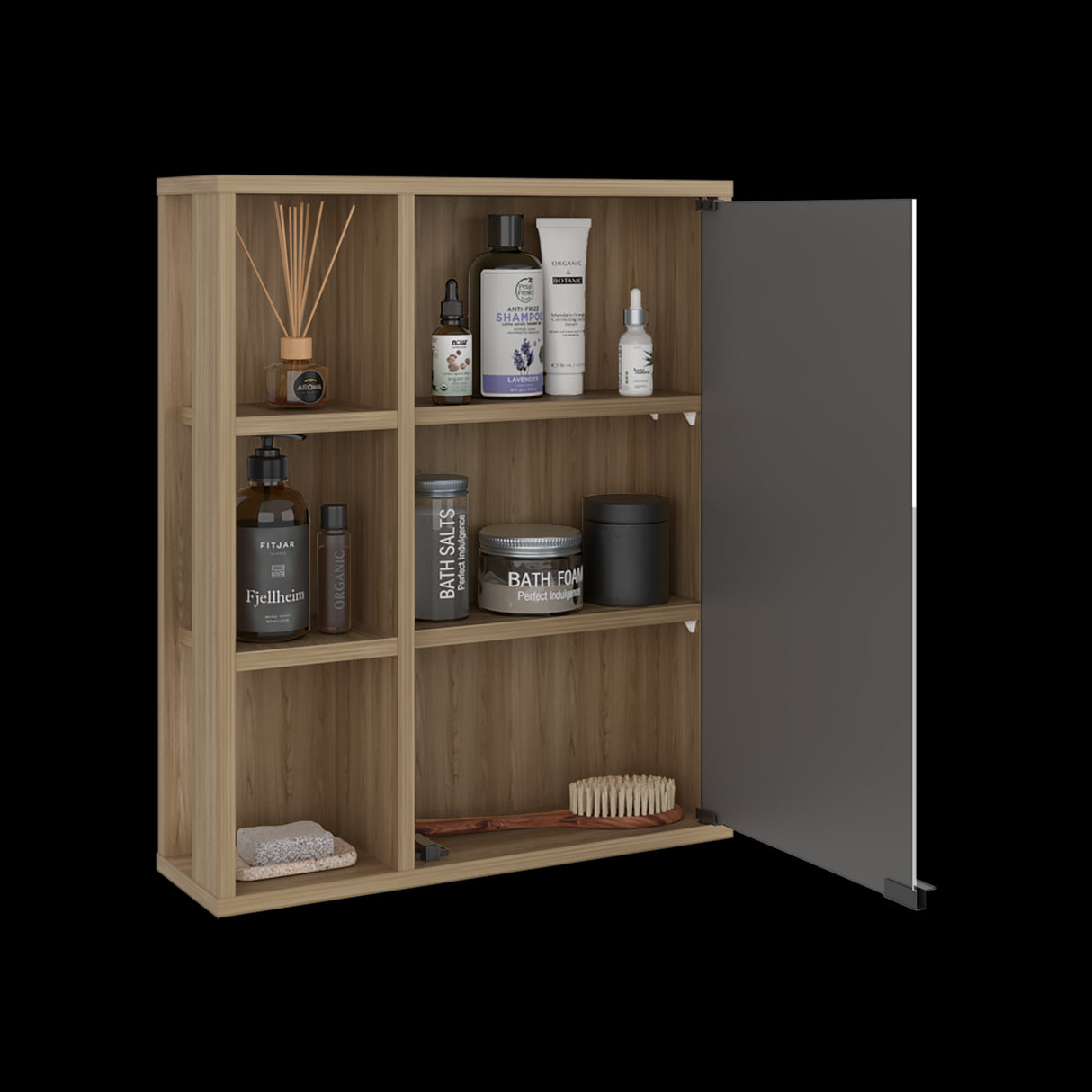 Gabinete de Baño Berkel Fresno 50x60cm con Espejo y con Dos Entrepaños - GABINETES DE BANHO | Bylmo