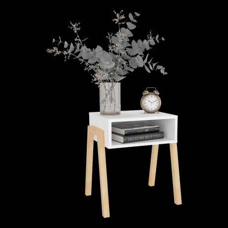 Mesa de Noche Pinetti Blanco 46x51cm con Un Compartimiento - MESAS DE NOCHE | Bylmo