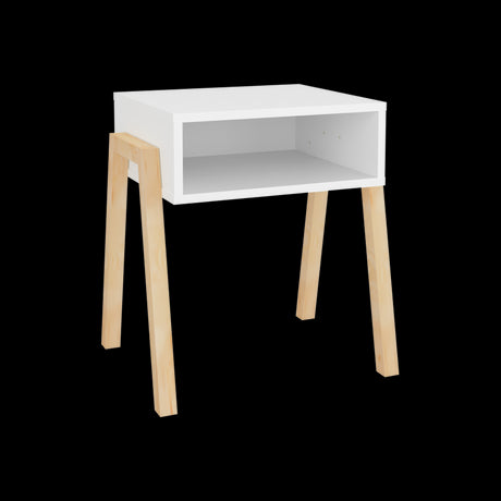 Mesa de Noche Pinetti Blanco 46x51cm con Un Compartimiento - MESAS DE NOCHE | Bylmo