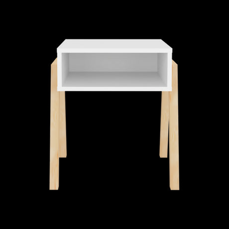 Mesa de Noche Pinetti Blanco 46x51cm con Un Compartimiento - MESAS DE NOCHE | Bylmo
