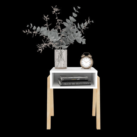Mesa de Noche Pinetti Blanco 46x51cm con Un Compartimiento - MESAS DE NOCHE | Bylmo