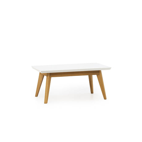 Mesa de Centro Asturia Blanco y Natural 80x38cm Rectangular con Patas - MESAS DE CENTRO | Bylmo