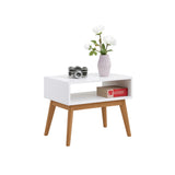 Mesa de Centro Mayorca Blanco y Natural 70x40cm Cuadrado con Patas - MESAS DE CENTRO | Bylmo