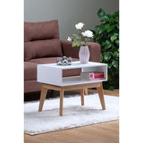 Mesa de Centro Mayorca Blanco y Natural 70x40cm Cuadrado con Patas - MESAS DE CENTRO | Bylmo