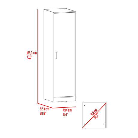 Closet Clay Fresno Europeo y Wengue 49.4x186.3cm con Una Puerta y Dos Compartimientos - CLOSETS | Bylmo