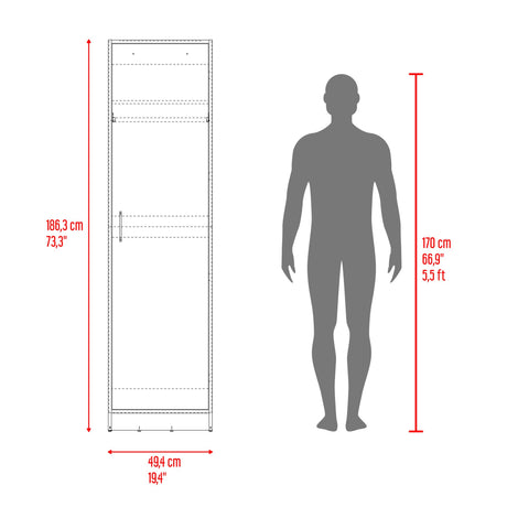 Closet Clay Fresno Europeo y Wengue 49.4x186.3cm con Una Puerta y Dos Compartimientos - CLOSETS | Bylmo