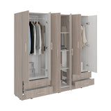 Closet Petunia Bardolino y Blanco 180x180cm con Cuatro Cajones y Seis Puertas - CLOSETS | Bylmo