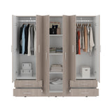Closet Petunia Bardolino y Blanco 180x180cm con Cuatro Cajones y Seis Puertas - CLOSETS | Bylmo