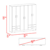 Closet Petunia Bardolino y Blanco 180x180cm con Cuatro Cajones y Seis Puertas - CLOSETS | Bylmo
