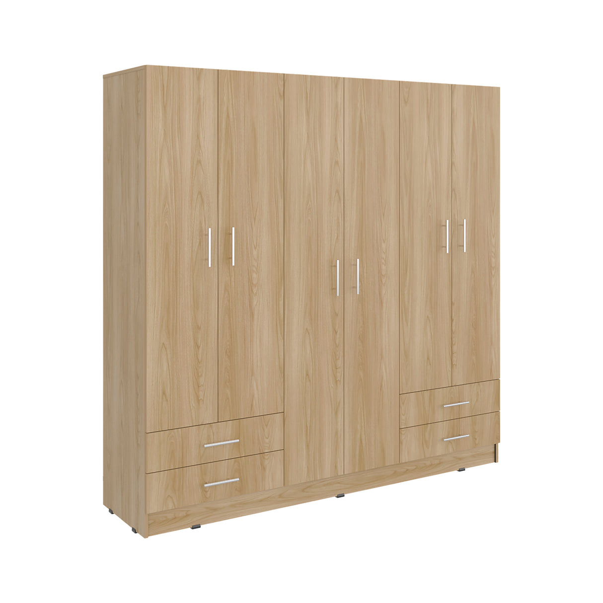 Closet Petunia Fresno y Wengue 180x180cm con Cuatro Cajones y Seis Puertas - CLOSETS | Bylmo