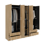 Closet Petunia Fresno y Wengue 180x180cm con Cuatro Cajones y Seis Puertas - CLOSETS | Bylmo