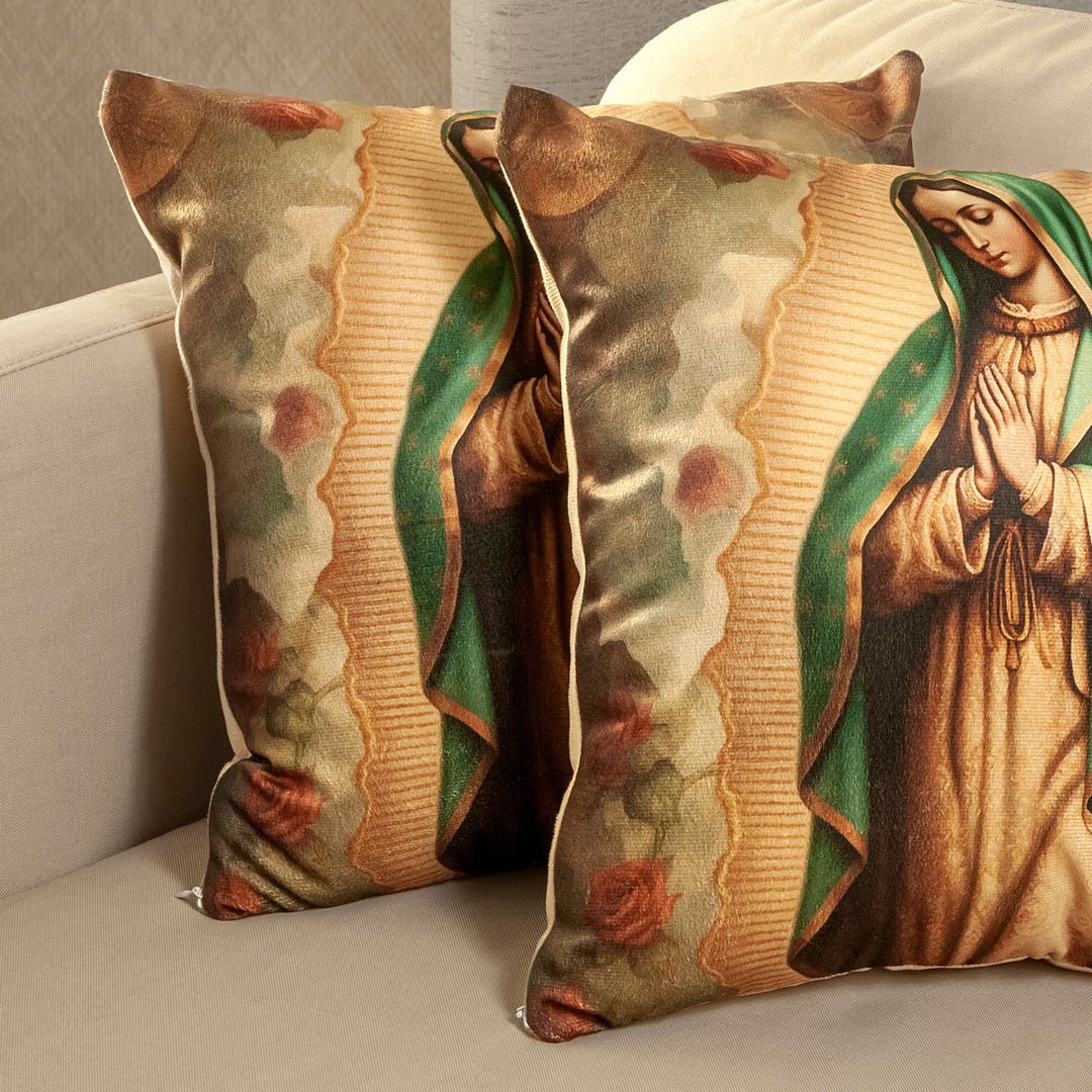 Set X 2 Cojines Jardín del Edén Multicolor 45x45cm Cuadrados Virgen De Guadalupe - COJINES | Bylmo