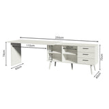 Escritorio Esquinero Lisboa Blanco 255x74cm con Tres Cajones con Organizador de Libros - ESCRITORIOS | Bylmo