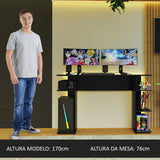 Escritorio Gamer Negro 120x76cm sin Cajones con Organizador de Libros - ESCRITORIOS | Bylmo