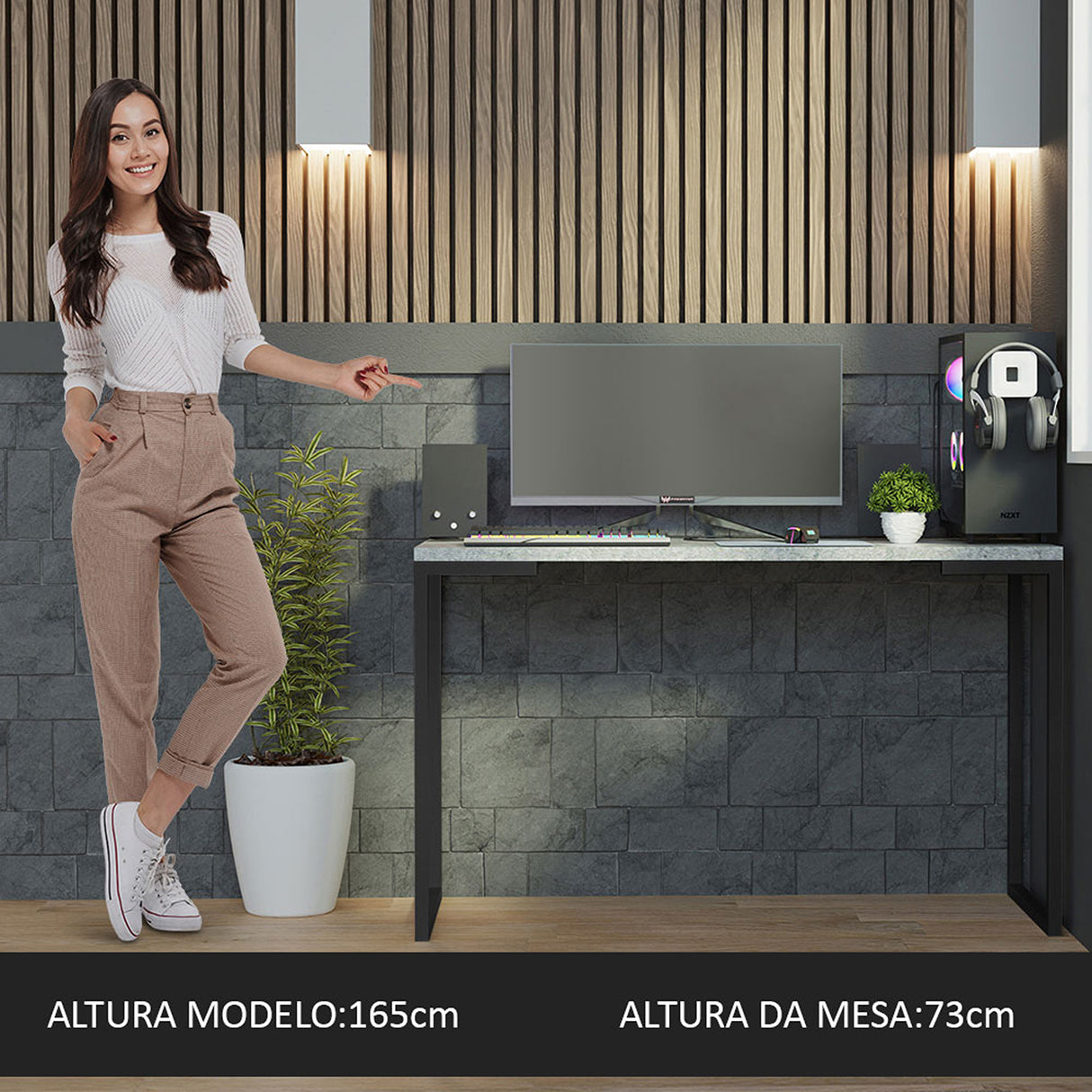 Escritorio Industrial Gris 120x73cm sin Cajones - ESCRITORIOS | Bylmo