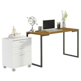 Escritorio Industrial Marron y Blanco 120x73cm con Tres Cajones con Organizador de Libros y con Archivador - ESCRITORIOS | Bylmo